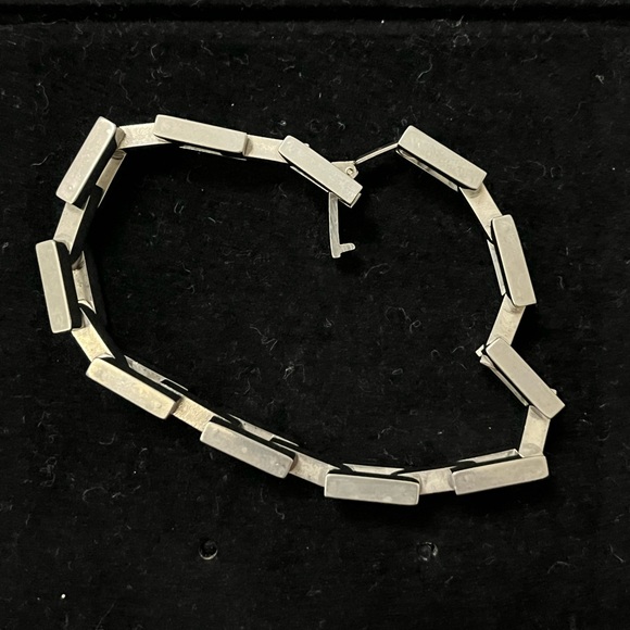 Art Deco flat square link chain bracelet- Sterling silver - Picture 5 of 7